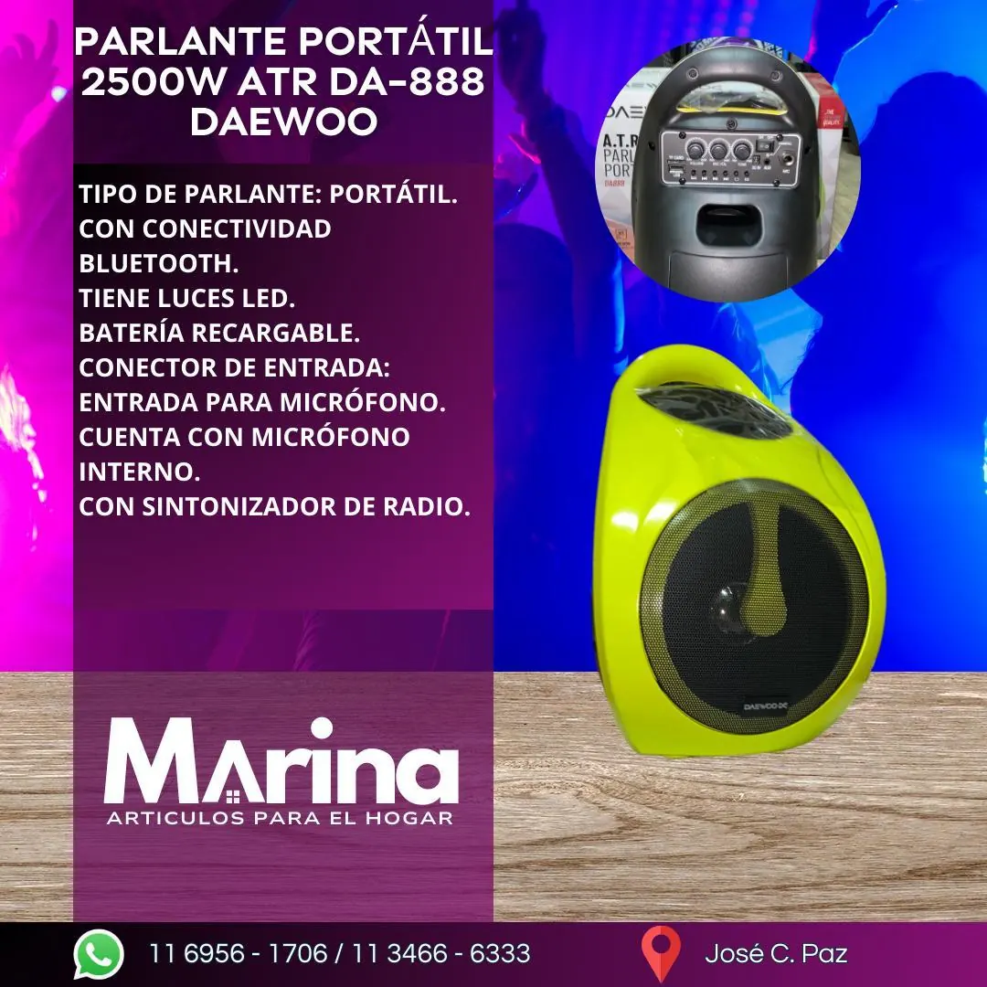 Parlante Portatil Daewoo DA888 2500 W